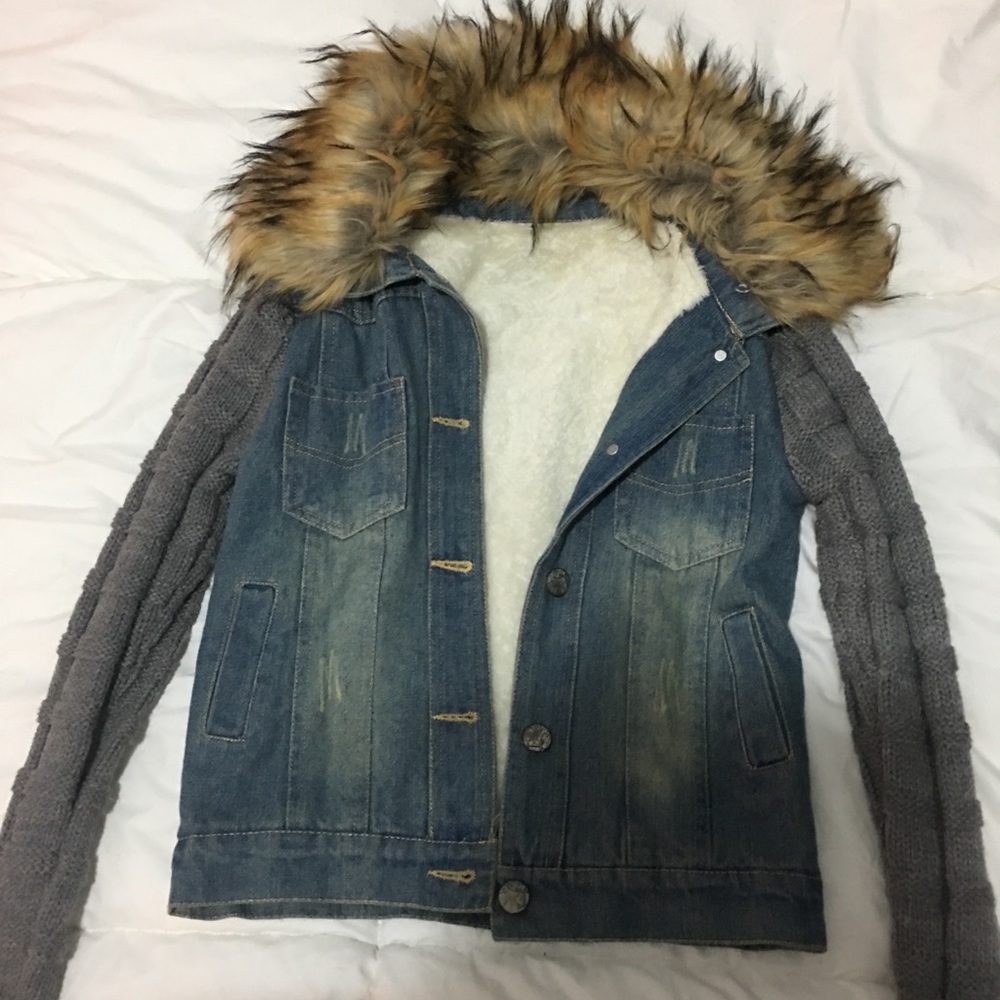 Fur lined jean jacket